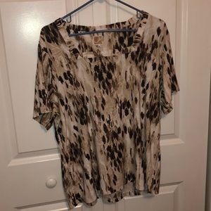 JM Collection Tan/Brown/White Blouse